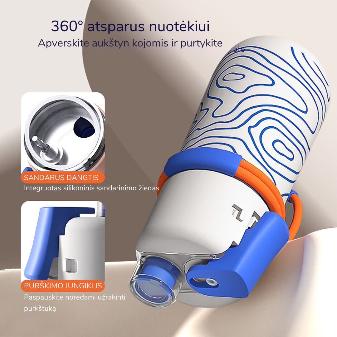 Vėsinanti 2in1 gertuvė su purškikliu, 500ml - Blush Pink