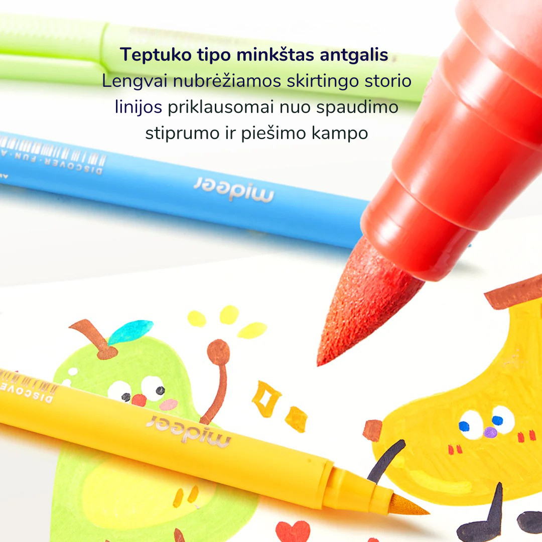 Akriliniai markeriai su minkštu antgaliu spalvinimo dėkle - 60 spalvų