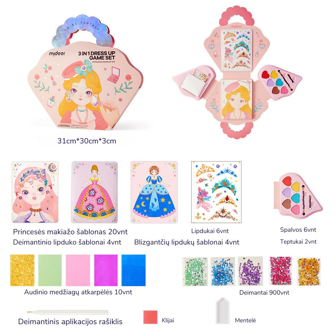 3-in-1 askartelusetti Prinsessan fantasiameikki