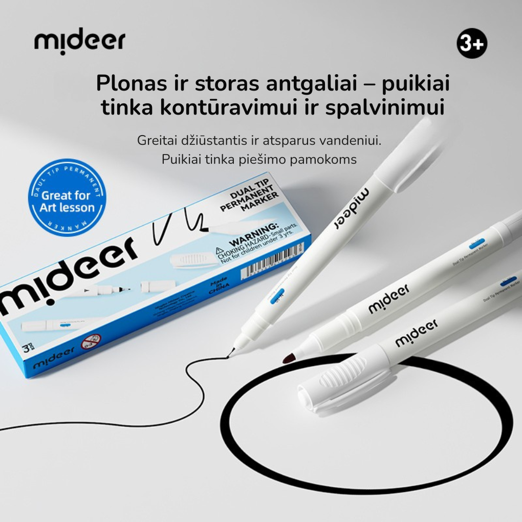 Kaksipäiset öljypohjaiset permanenttitussit - 3 kpl