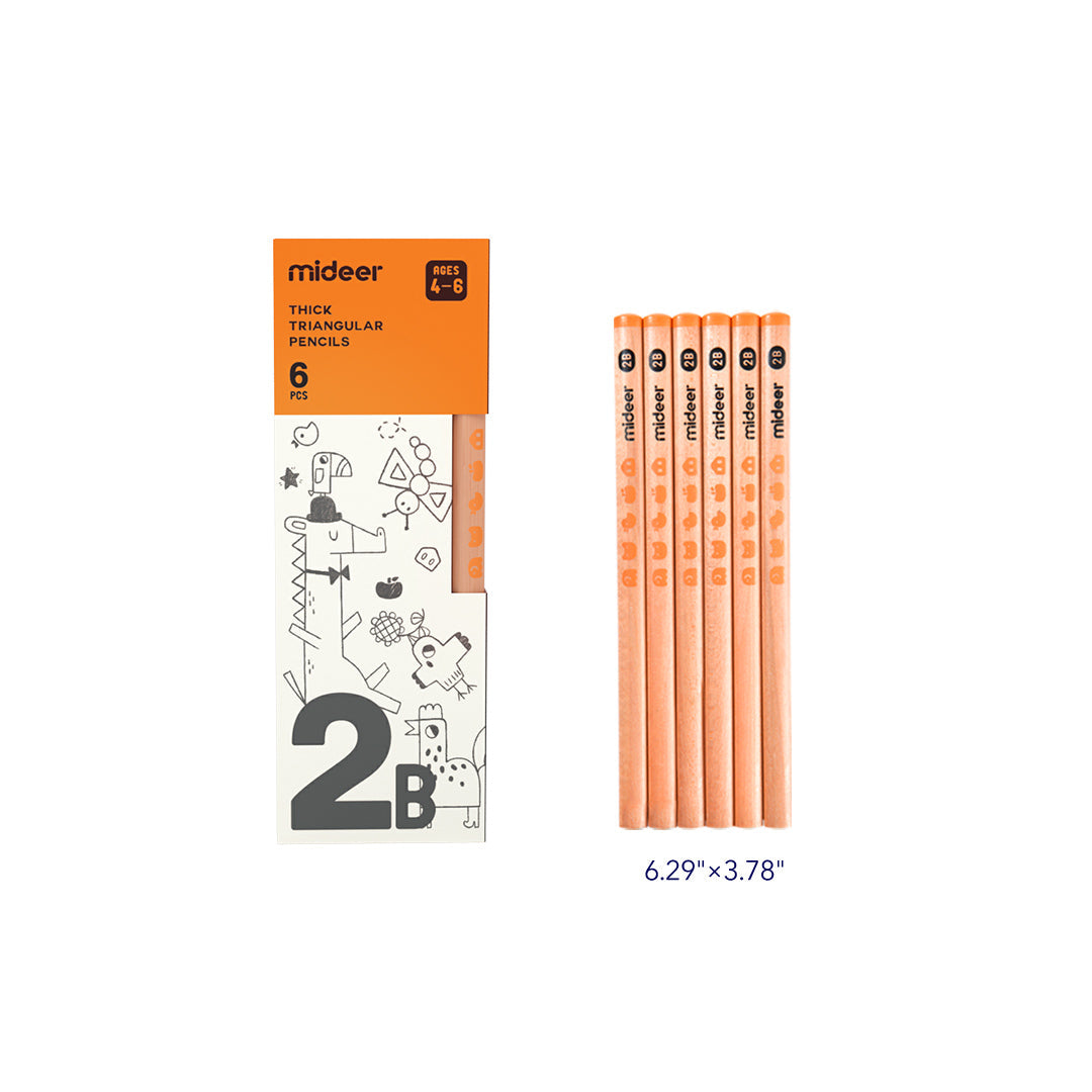 Thick Triangular 2B Pencils - 6 Pieces